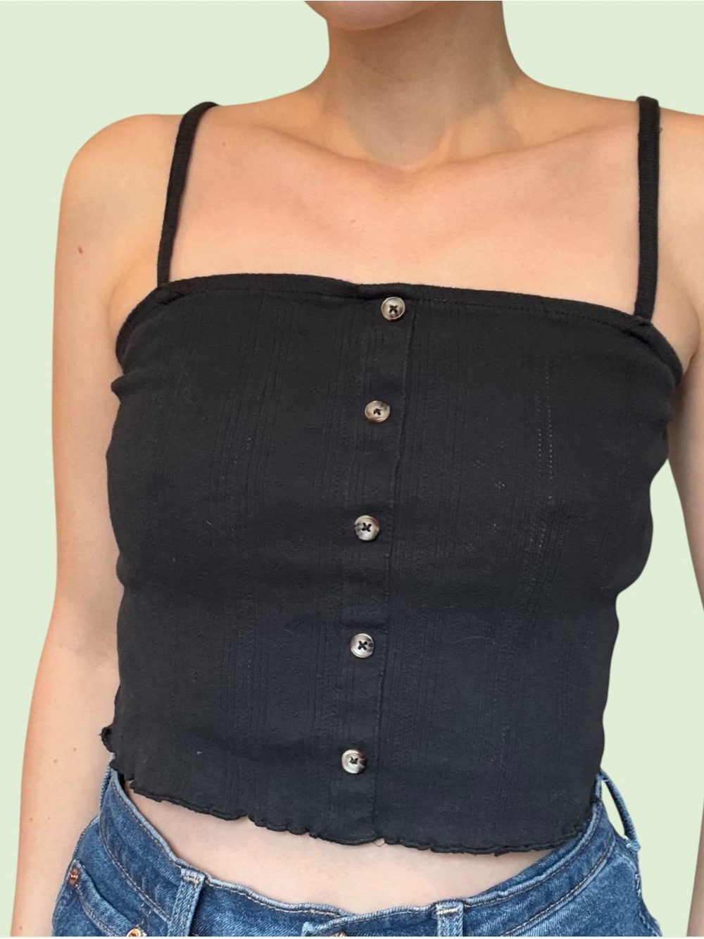 Y2K Volcom Navy Blue Button-Front Spaghetti Strap Crop Top